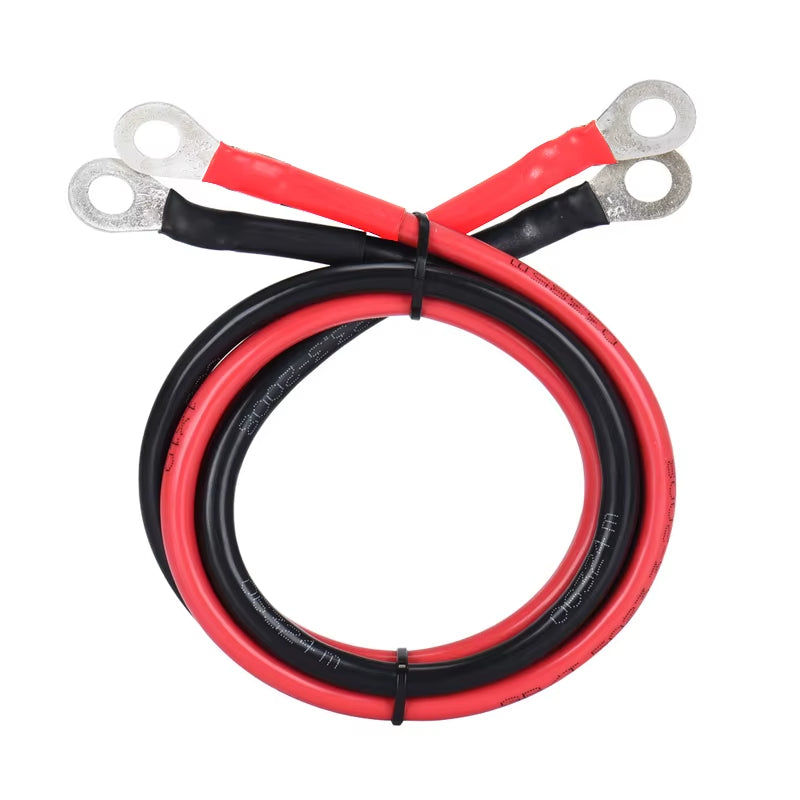 Battery Inverter Cable Set with Terminals 8/6AWG Stranded Copper Cord Solar Power Connection Wire with Lug