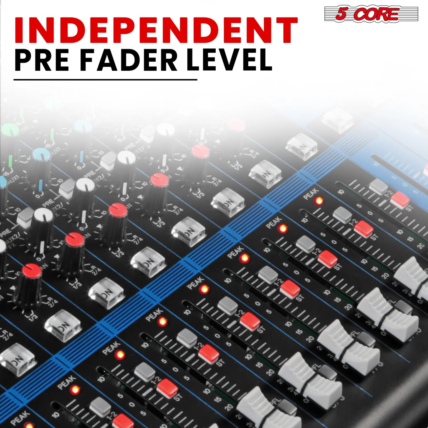 5Core Audio DJ Mixer 16 Channel Sound Board Console W 24 SPX Effect 48V Phantom Power